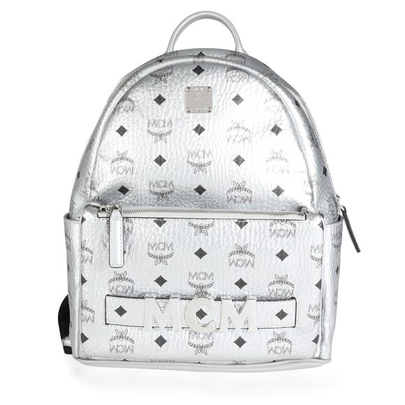 MCM Berlin Silver Visetos Monogram Trilogie Stark Backpack - Picture 1 of 9